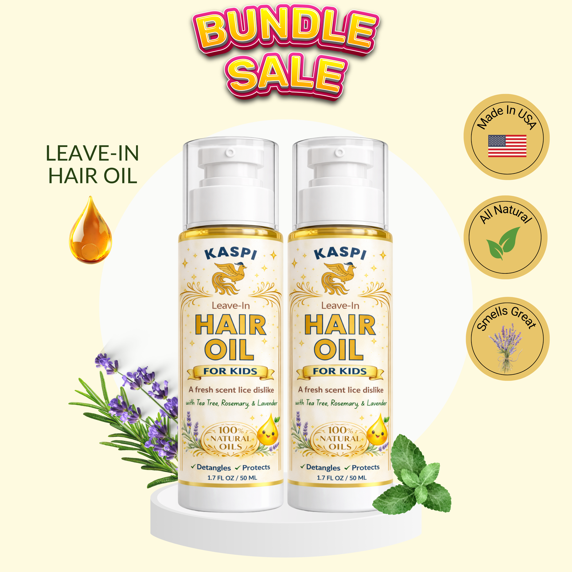 Leave-In Hair Oil For Kids - Two Pack